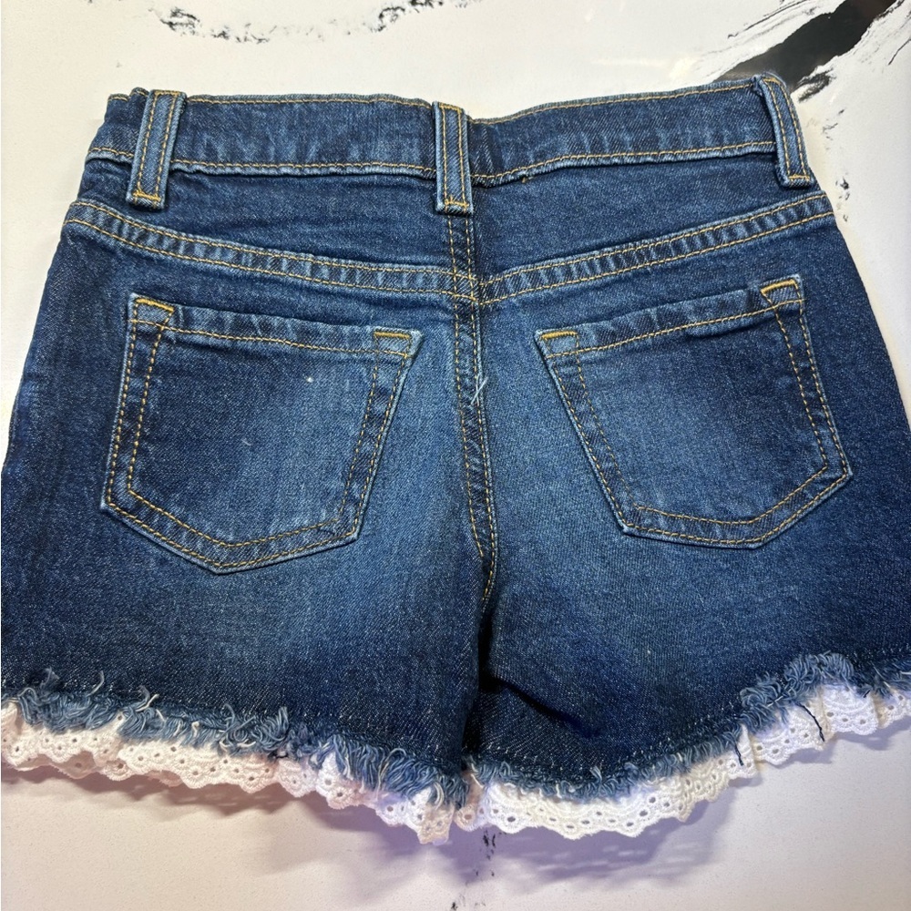 Cat & Jack Denim Shorts with White Lace Trim - Picture 4 of 4